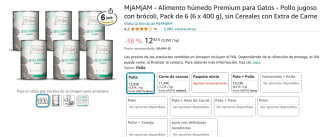 6 latas MjAMjAM Alimento húmedo Premium para Gatos 400gr por 12,83€