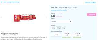 Pringles Original 12 x 40 gram voor €8,10 bij Plein