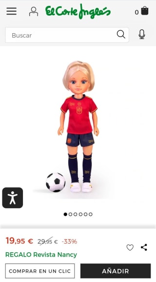 Muñeca Nancy futbolista Un día con la Selección Española de fútbol - Rubia por 19,95€.