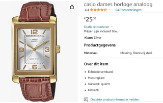 Casio dames horloge voor €25 bij Amazon.nl