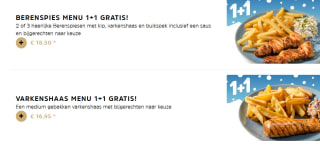 Diverse menu's 1+1 gratis bij de Beren