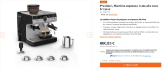 Precision, Machine espresso manuelle avec broyeur à 650,93€