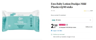Etos baby lotion doekjes voor €5 voor 6 verpakkingen