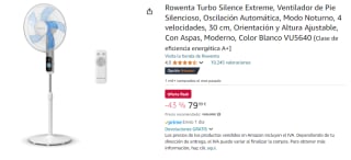 Rowenta Turbo Silence Extreme, Ventilador de Pie Silencioso por 79.99€