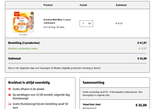 3 stuks Kruidvat Midi Maat 3 Luiers Jumbopack mt 3 (4-9 kg), voor €35 bij Kruidvat