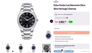 Edox Swiss Les Bemonts Ultra Slim Dames Horloge voor €199,95 bij iBOOD
