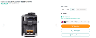Siemens EQ6 Plus TE654319RW Espressomachine voor €699 bij Art & Craft