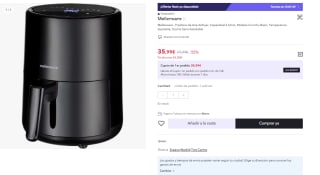 Mellerware - Freidora de Aire Airfryer, Capacidad 2 Litros, Modelo Crunchy Basic, Temperatura Ajustable por 35.99€ (Cuenta Nueva 23.99€)