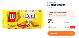 10x 45g Lu Cent Wafers voor €2,59 bij Colruyt vanaf 2 verpakkingen