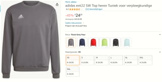 Adidas Entrada 22 heren sweater grijs voor €24,95 bij Amazon