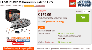 LEGO 75192 Millennium Falcon UCS voor €679,99 bij Brickshop