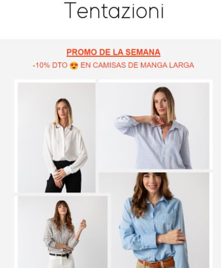 10% descuento camisas manga larga de mujer desde Tentazioni
