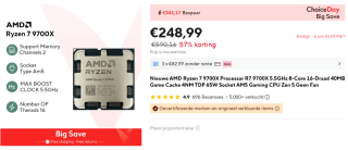 AMD Ryzen 7 9700X Tray - Processor voor €249 bij Aliexpress