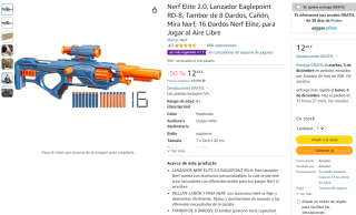 Nerf Elite 2.0, Lanzador Eaglepoint RD-8 por 12,49€
