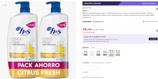 2 litros H&S Champú Anticaspa Clásico, Mentol y Limon por 16,14€ (cuenta nueva por 9,68€)
