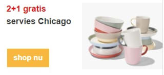 2+1 gratis op Chicago servies bij Hema