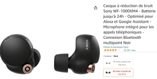 Écouteurs intra-auriculaires sans fil Sony à 117,17€