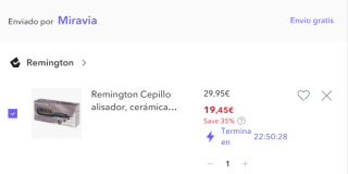 Remington Cepillo Alisador Straight Brush, por solo 19,4€