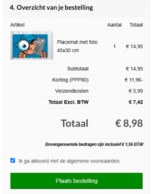 Placemats met eigen foto vanaf €2,99 dmv code bij FotoCadeau