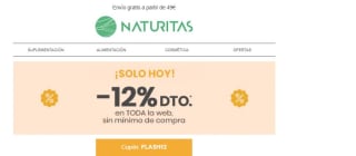 Hoy 12% descuento desde Naturitas sin mínimo de compra