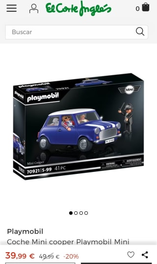 Coche Mini cooper Playmobil Mini por 39,99€.