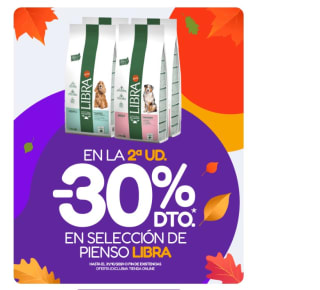 30% descuento en la segunda unidad de seleccionados piensos Libra