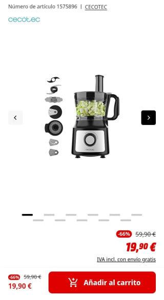 Cecotec Procesador de alimentos por 19,90€.