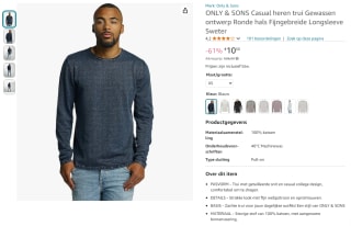 ONLY & SONS casual heren trui navy voor €10,50 bij Amazon