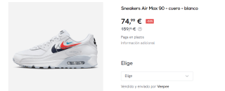 Zapatillas Casual para Mujer Air Max 90 por 74.99€