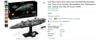 LEGO Star Wars Home One Starcruiser (75405) voor €47,53 bij Amazon NL