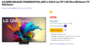 LG 75QNED91T mini LED-tv 75 inch voor €1.279 bij Bol.