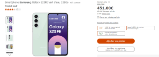 Smartphone 6,4" Samsung Galaxy S23FE à 451€