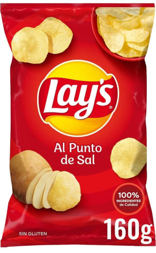 Pack de 5 Lays al punto de sal 160g por 6,50€.