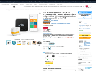 Tado Kit de Inicio con Termostato Inteligente X con Cableado y Bridge por solo 99€