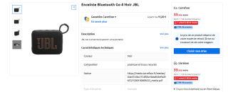 Enceinte Bluetooth Go 4 Noir JBL à 33,99€