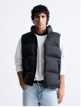 Chaleco Acolchado Zara Hombre Negro por solo 19,99€
