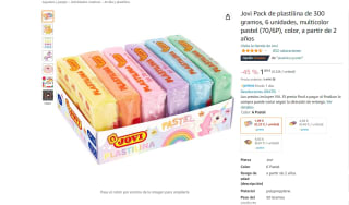 Jovi Pack de 6plastilina de 300 gramos, 6 ud por 1,89€