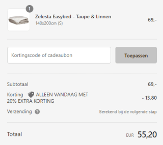 20% extra korting op de sale van Zelesta