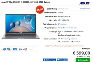 ASUS X515EA-EJ3288W laptop voor €599 bij Informatique