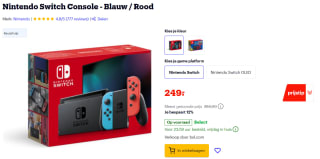 Nintendo Switch (Rood/Blauw) voor €249 bij Bol.com