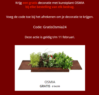 Gratis kunstplant OSMIA bij elke bestelling bij Beliani