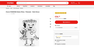 Charm PANDORA Robot hada bella por 36€
