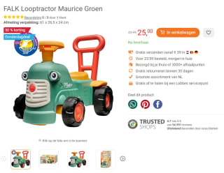 FALK Looptractor Maurice Groen voor €25 bij Lobbes