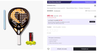 Pala de padel Vibor-a Yarara Liquid 22 + 1 Bote de Pelotas Vibora + 1 Protector Transparente por 68.73€ (Cuenta Nueva 58.73€)