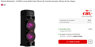 Altavoz Bluetooth LG RNC9 por 351€