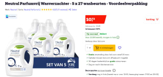 Neutral Parfumvrij Wasverzachter - 5 x 27 wasbeurten - Voordeelverpakking voor €10,73 bij Bol.com