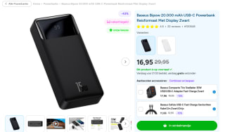 Baseus Bipow 20.000 mAh Powerbank voor €16,95 bij GSMPunt