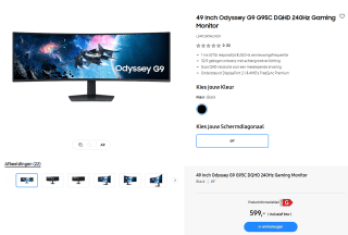 49 Inch Odyssey G9 G95C DQHD 240Hz curved gaming monitor voor €599