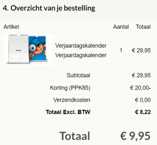 Verjaardags- of jaarkalender met eigen foto's voor €9,95 dmv code bij FotoCadeau
