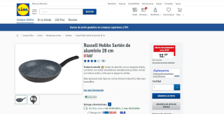 Sartén de aluminio 28 cm marca Russell Hobbs por 12,99€